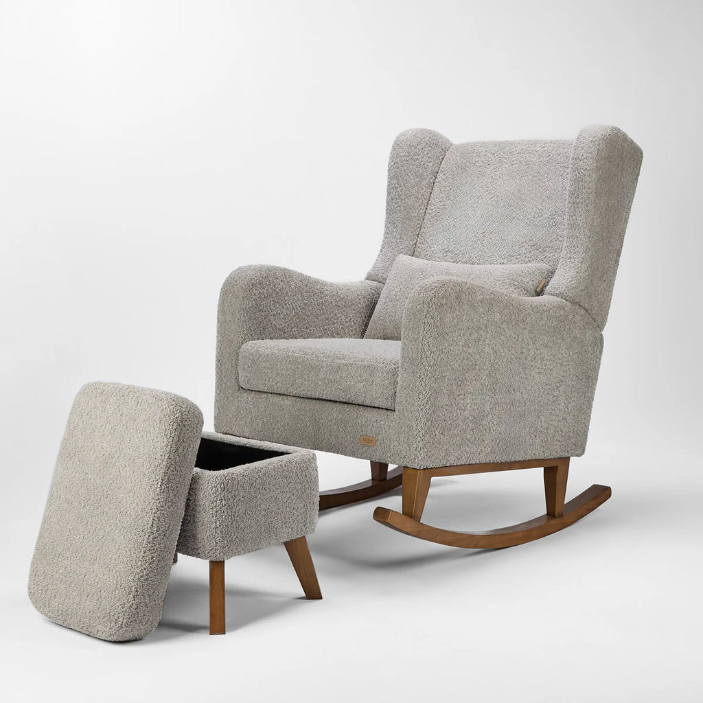 Tutti Bambini Harper Wingback Rocking Chair & Footstool - Cloud Grey