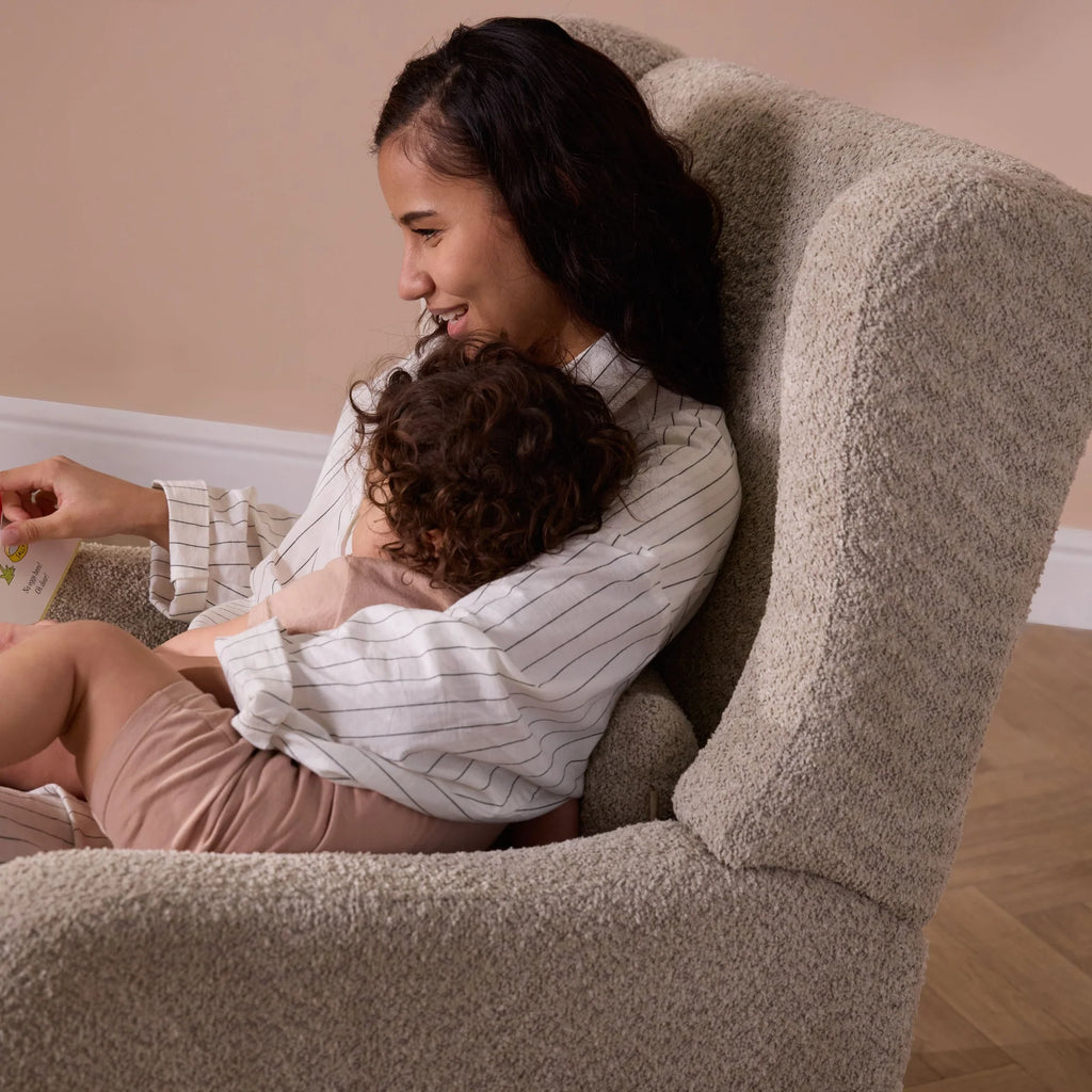 Tutti Bambini Harper Wingback Rocking Chair & Footstool - Teddy Mushroom