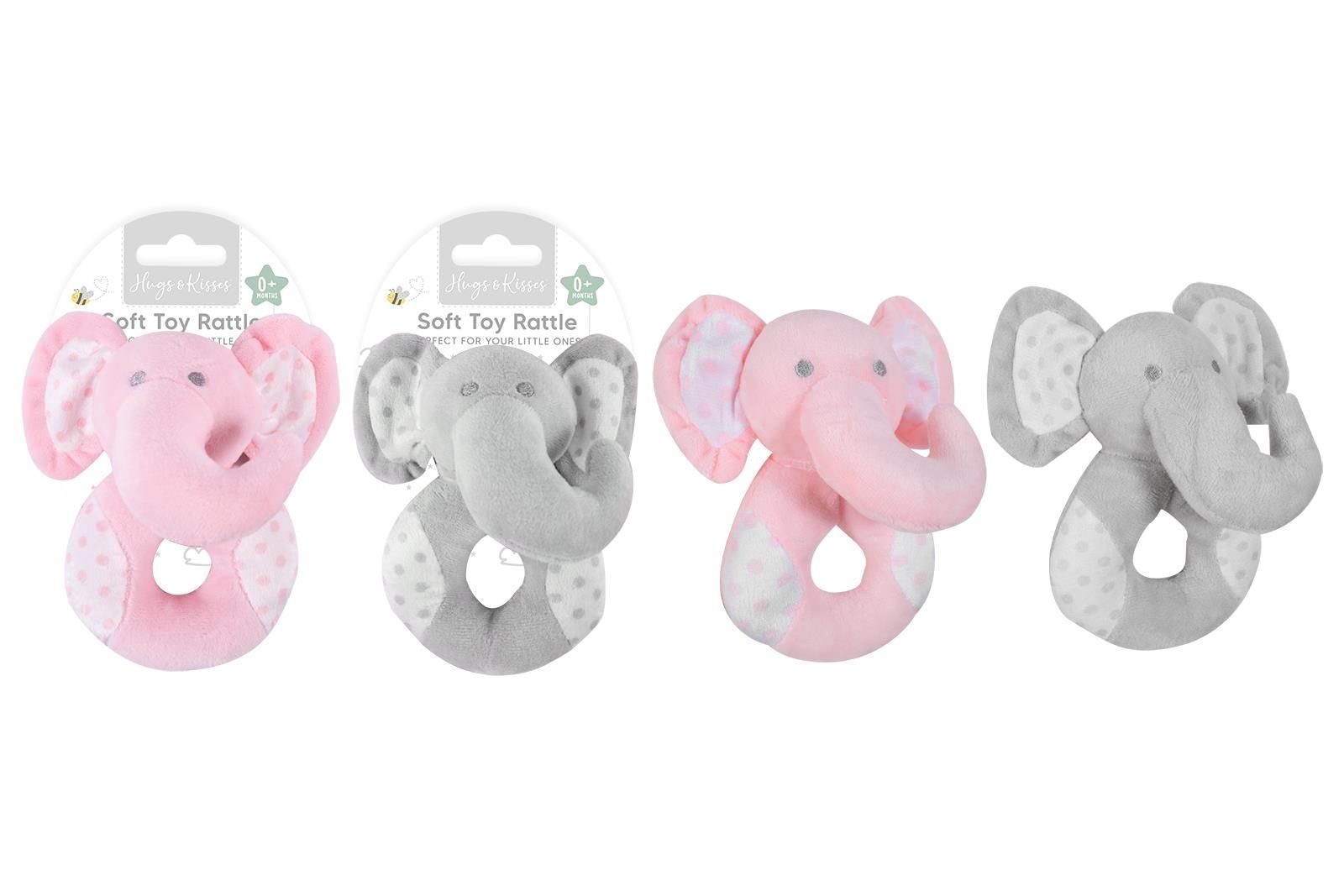 Hugs & Kisses Plush Elephant Toy With Rattle