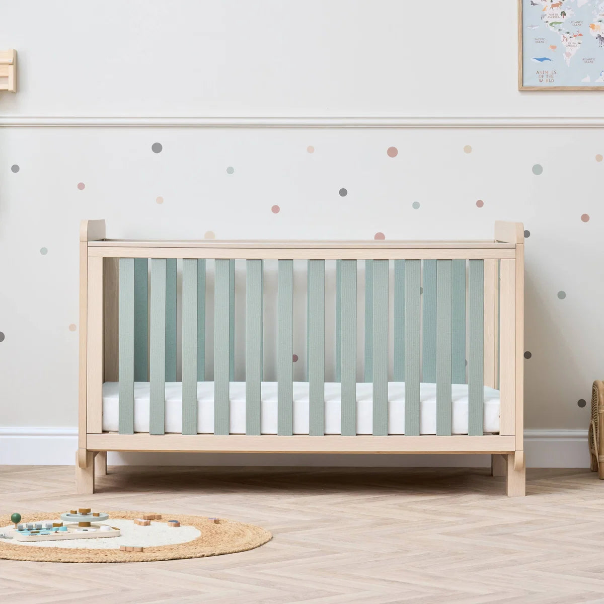 Tutti Bambini Kuba Cot Bed - Oak / Sage Weave