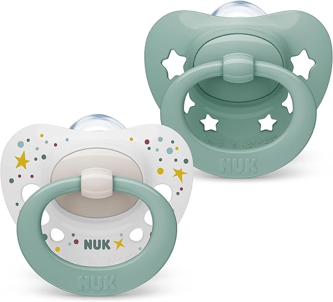 NUK Signature Baby Pacifier, 0-6 Months stars green
