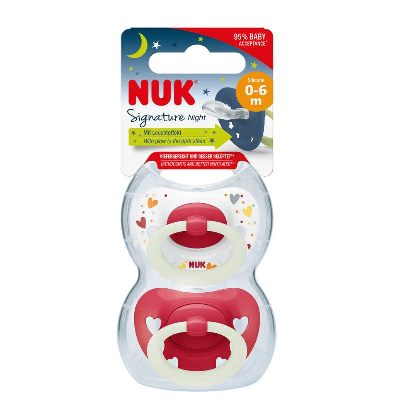 NUK Signature Night Glow in the dark Soother 0-6 Months Red