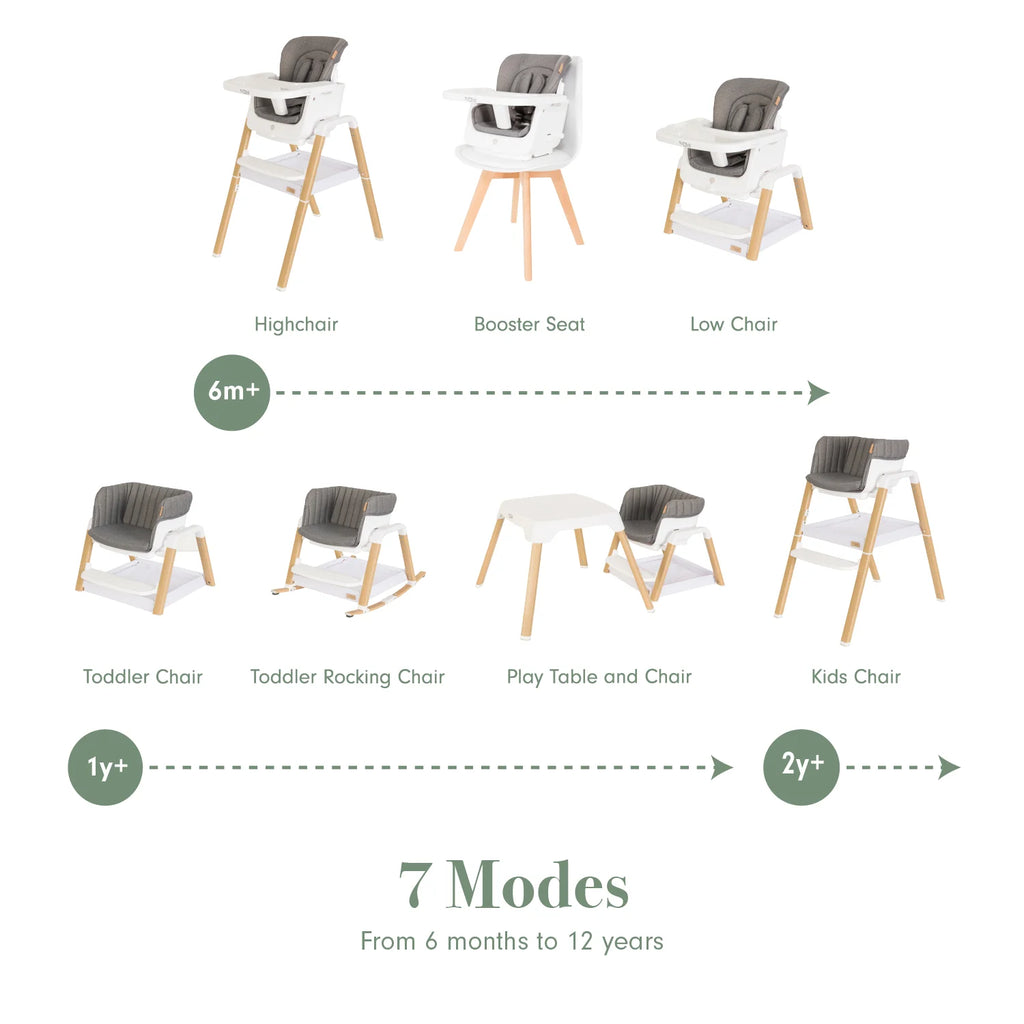 Tutti Bambini Nova Evolutionary Highchair - Ecru/Scandinavian Walnut