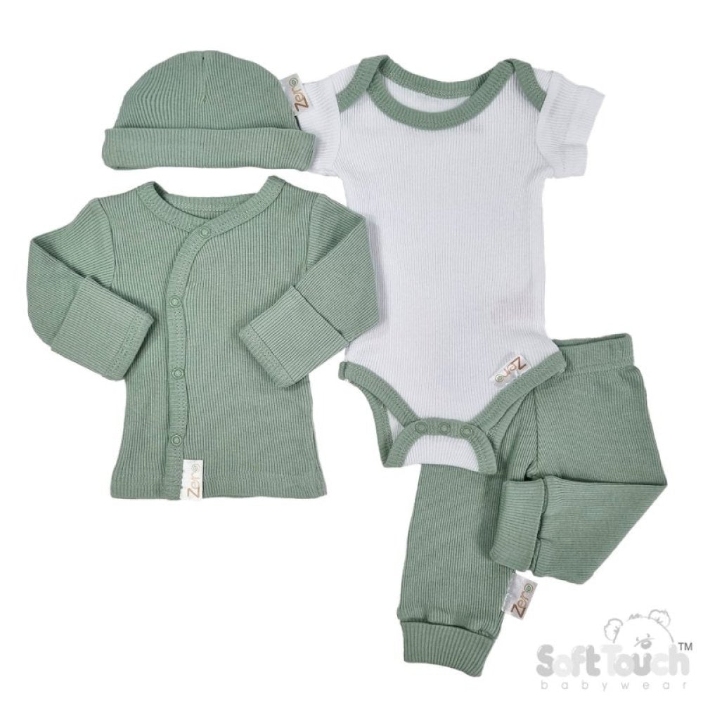 Soft Touch Tiny baby set - Green/ White