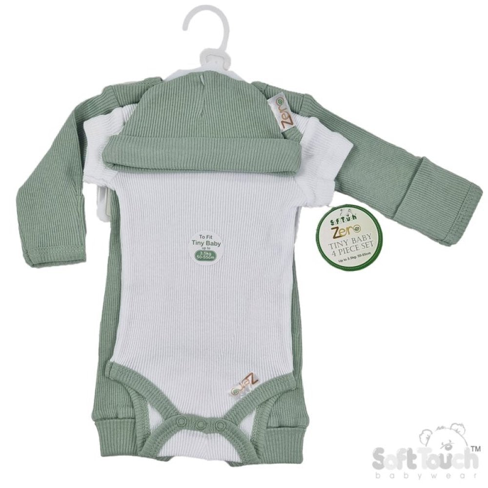 Soft Touch Tiny baby set - Green/ White