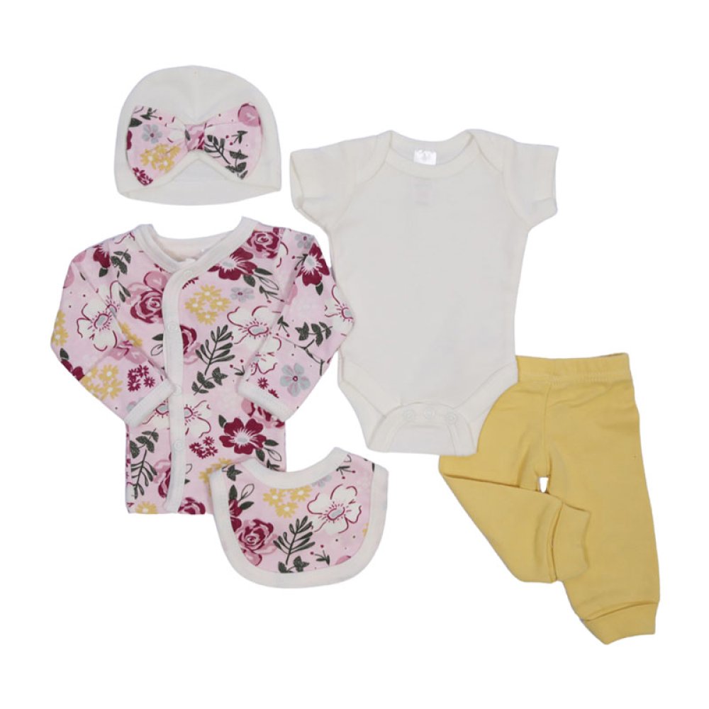Soft Touch Tiny baby set - Pink Florals / White