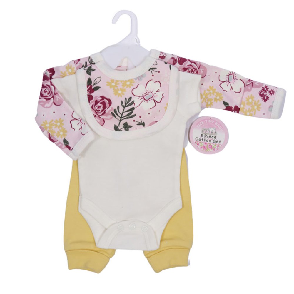 Soft Touch Tiny baby set - Pink Florals / White