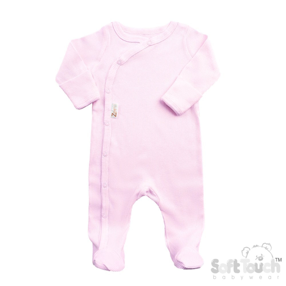 Soft Touch Pink Ribbed Sleepsuit (0-3 Months)