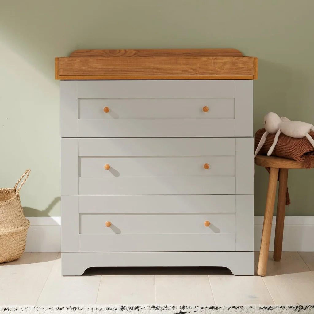 Tutti Bambini Rio Collection Chest / Changer - Dove Grey & Honey Oak