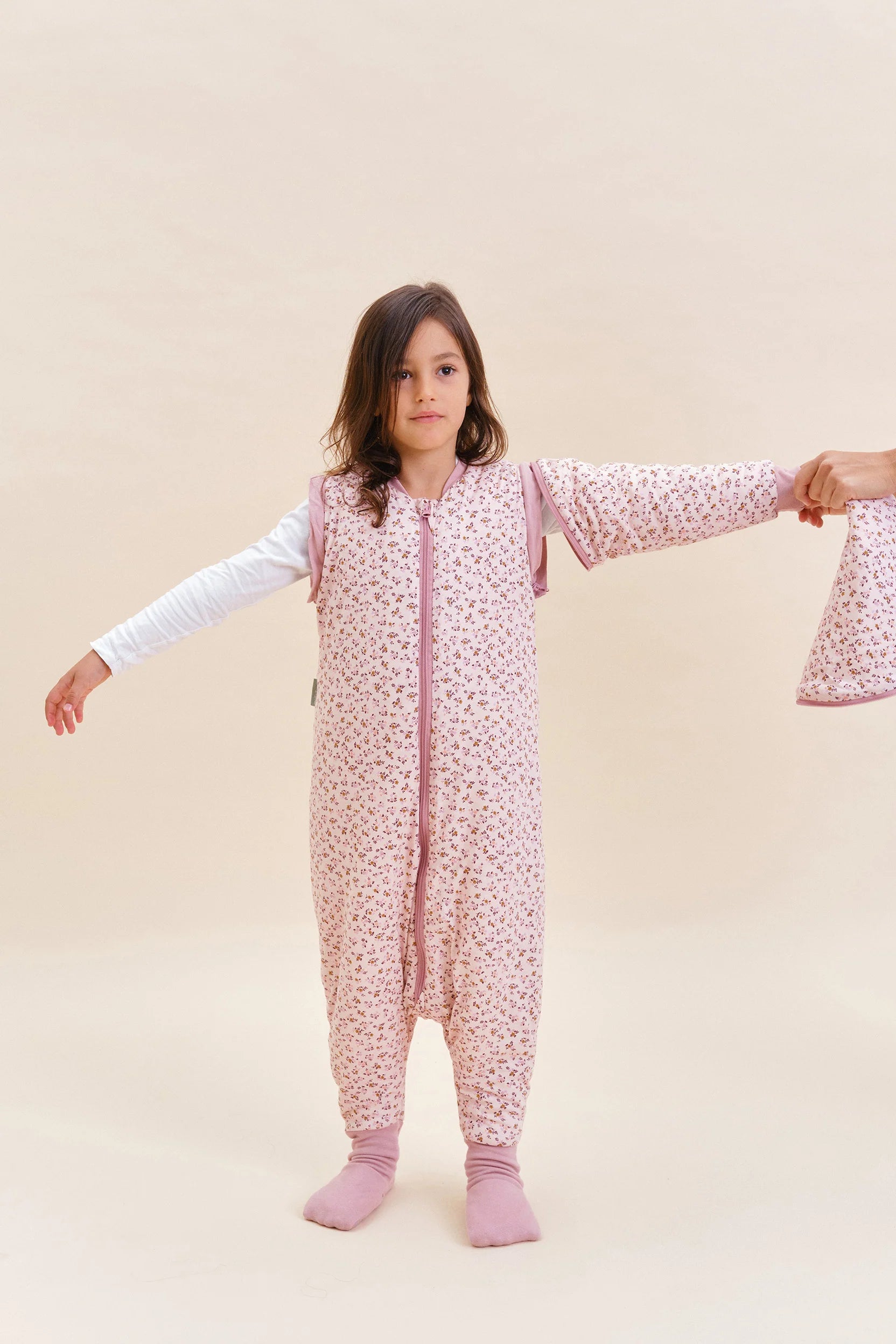 Sleeping jumpsuit with sleeves and socks - Misty Rose - TOG 2.5 Molis&Co