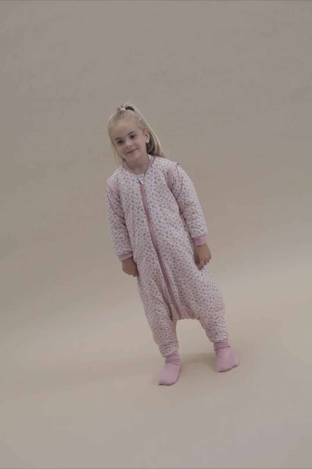 Sleeping jumpsuit with sleeves and socks - Misty Rose - TOG 2.5 Molis&Co