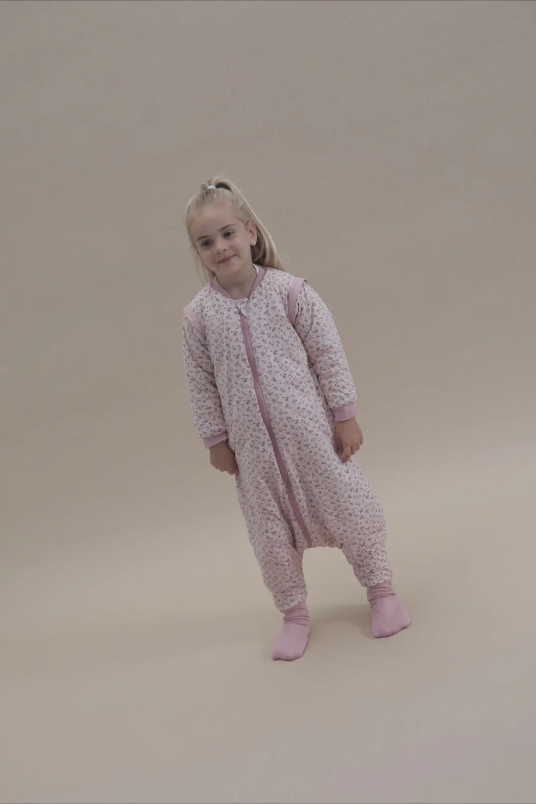 Sleeping jumpsuit with sleeves and socks - Misty Rose - TOG 2.5 Molis&Co