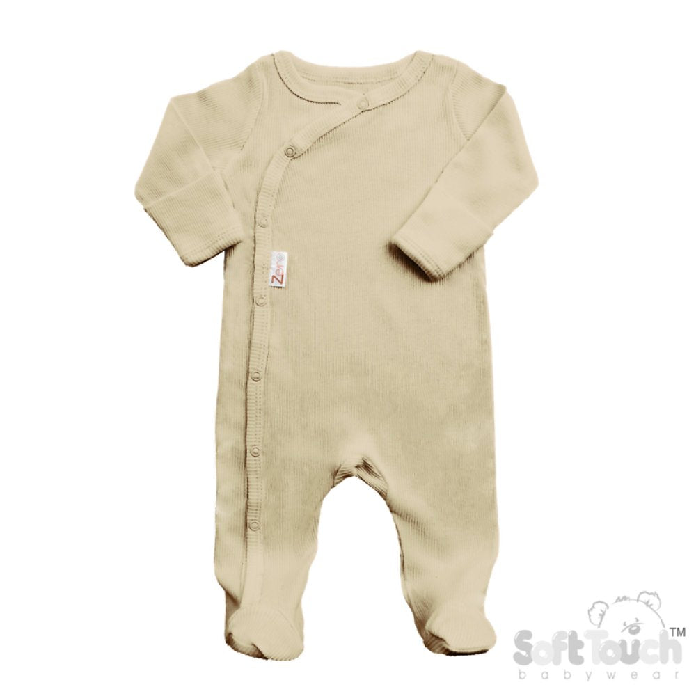 Soft Touch Biscuit Ribbed Sleepsuit (0-3 Months)