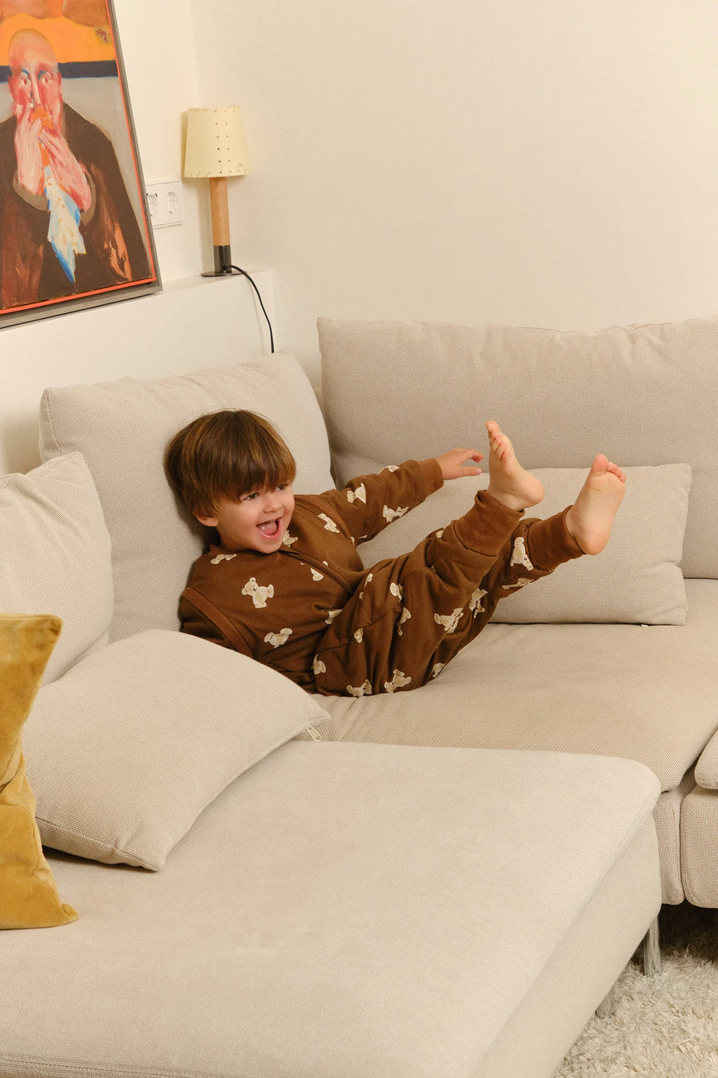 Sleeping jumpsuit with sleeves and socks -Teddy Mocca - TOG 1