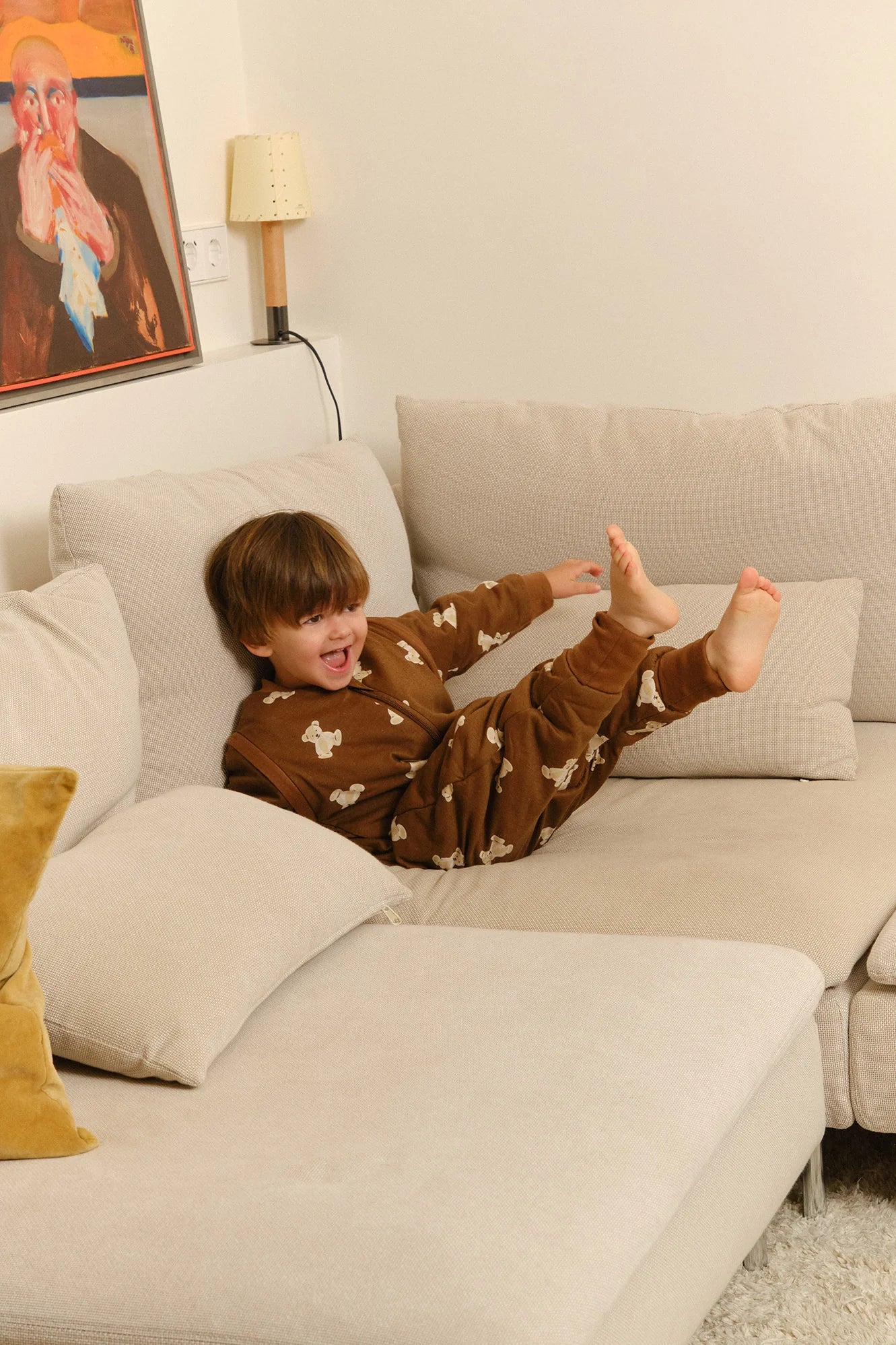 Sleeping jumpsuit with sleeves and socks -Teddy Mocca - TOG 1