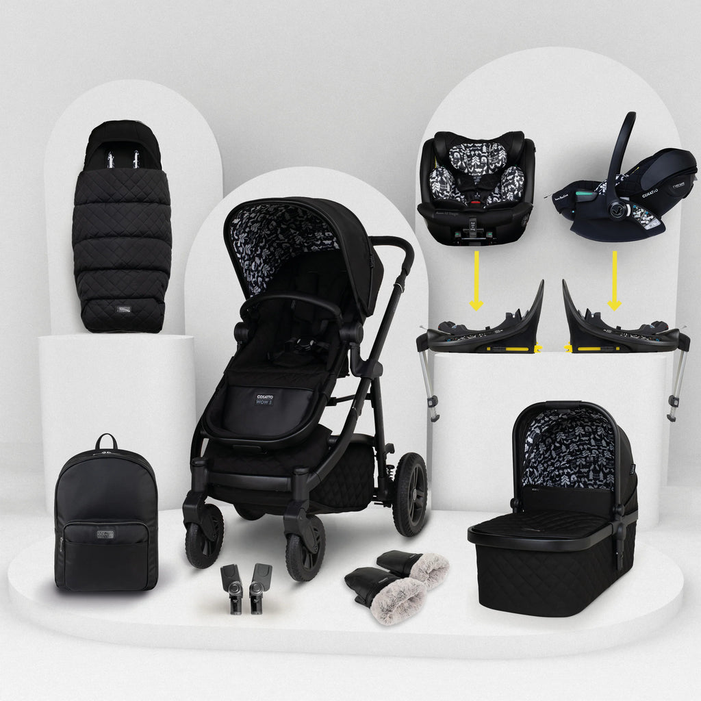 Cosatto Ultimate Wow 3 All Stage Family Rotate & Recline 2 Base Bundle Silhouette
