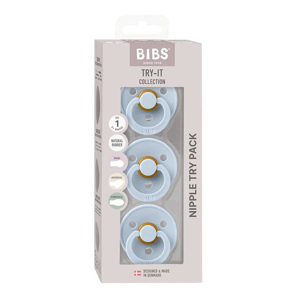 BIBS New Baby Pacifiers Try-It Collection 3 pack - Baby Blue