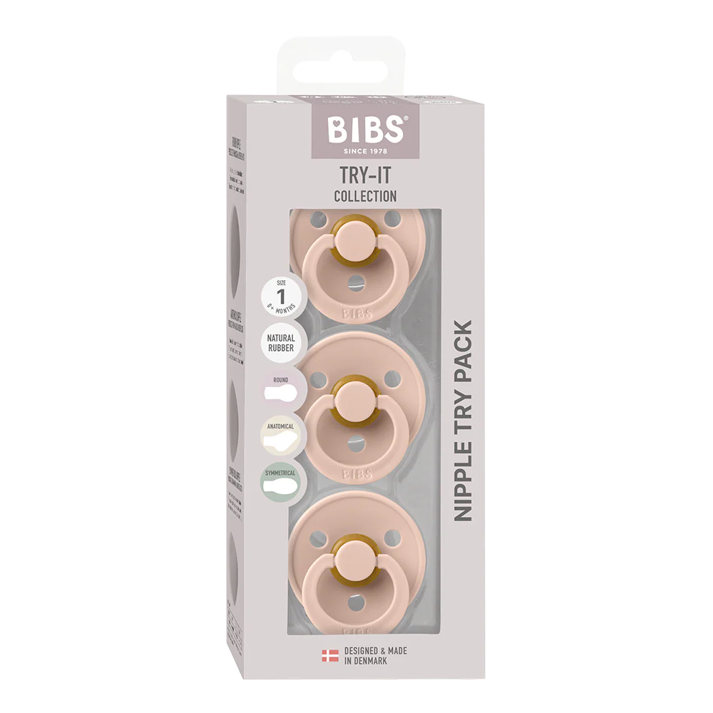 BIBS New Baby Pacifiers Try-It Collection 3 pack - Blush