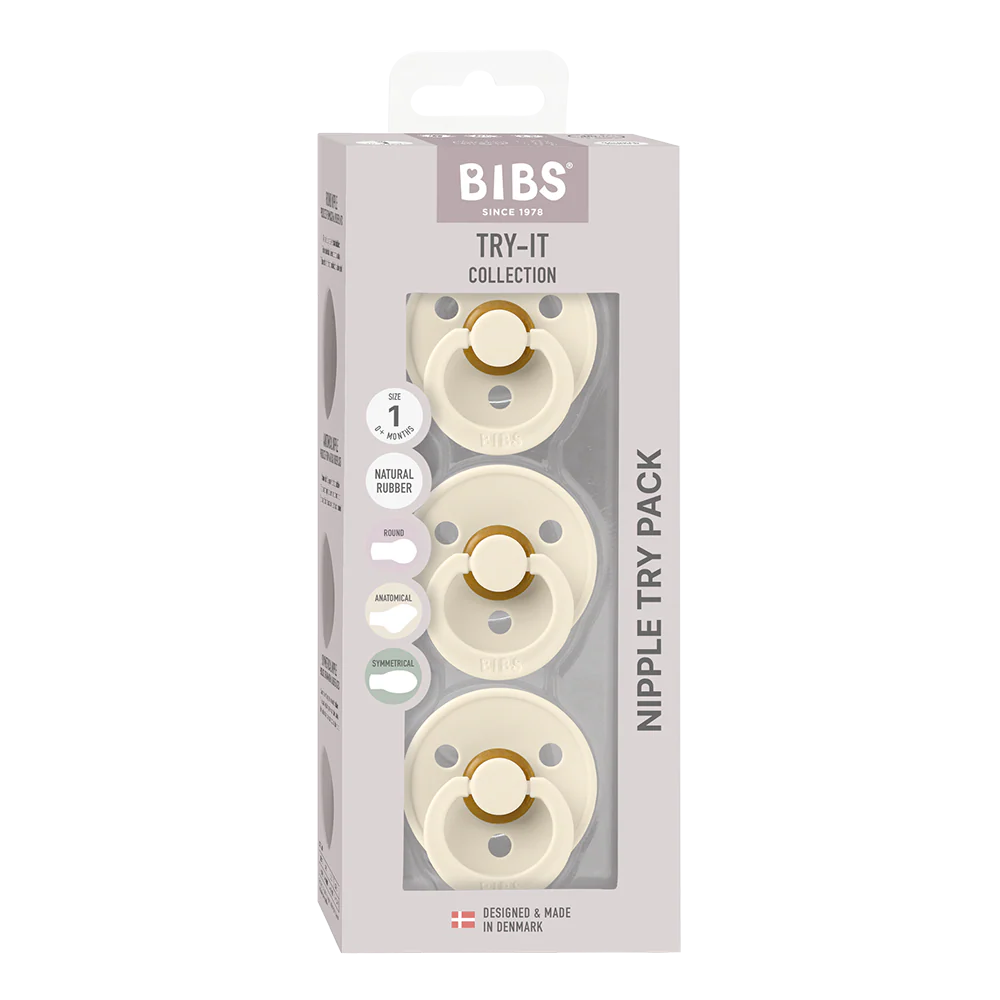 BIBS New Baby Pacifiers Try-It Collection 3 pack - Ivory