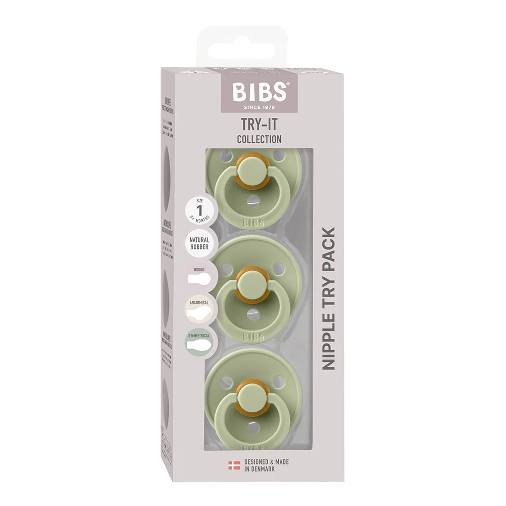 BIBS New Baby Pacifiers Try-It Collection 3 pack - Sage