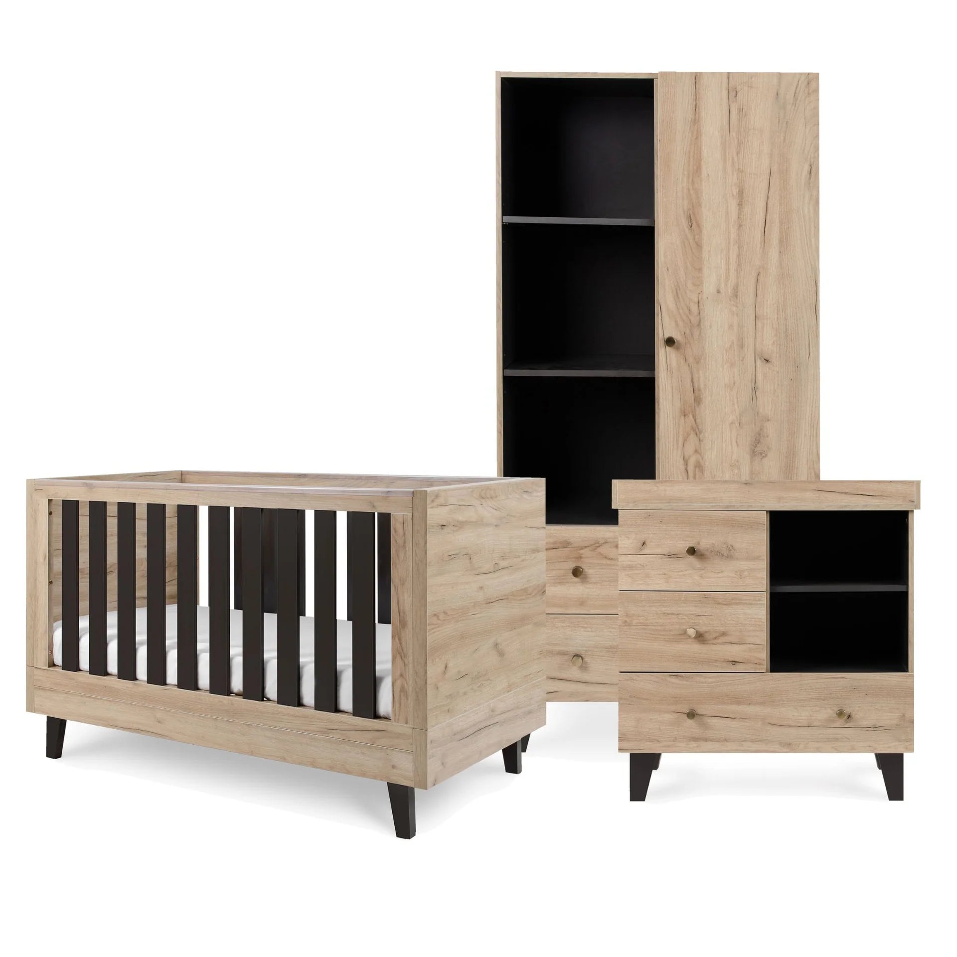 Tutti Bambini Como 3 Piece Set - Distressed Oak / Slate Grey