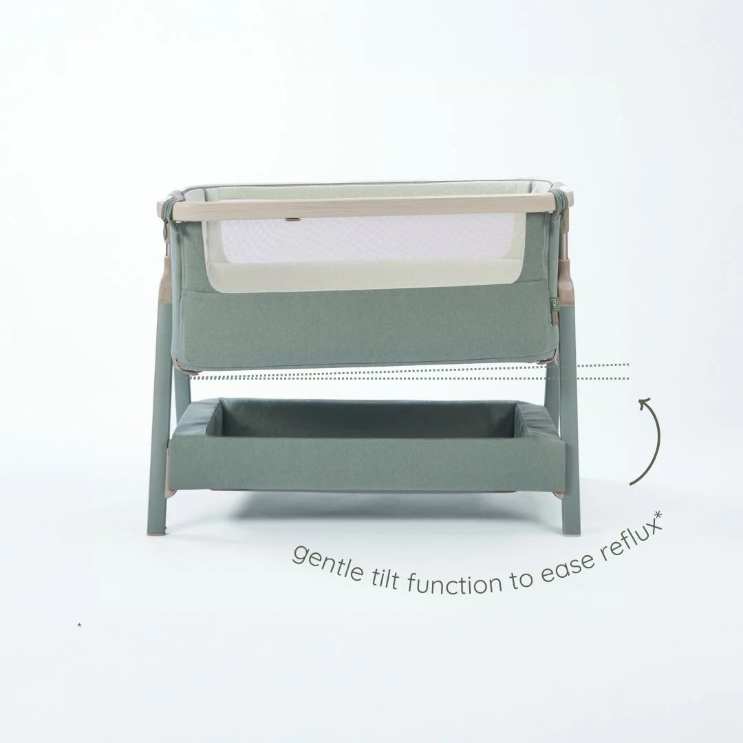 Tutti Bambini CoZee Air 2 Bedside Crib - Whitewash / Kelp