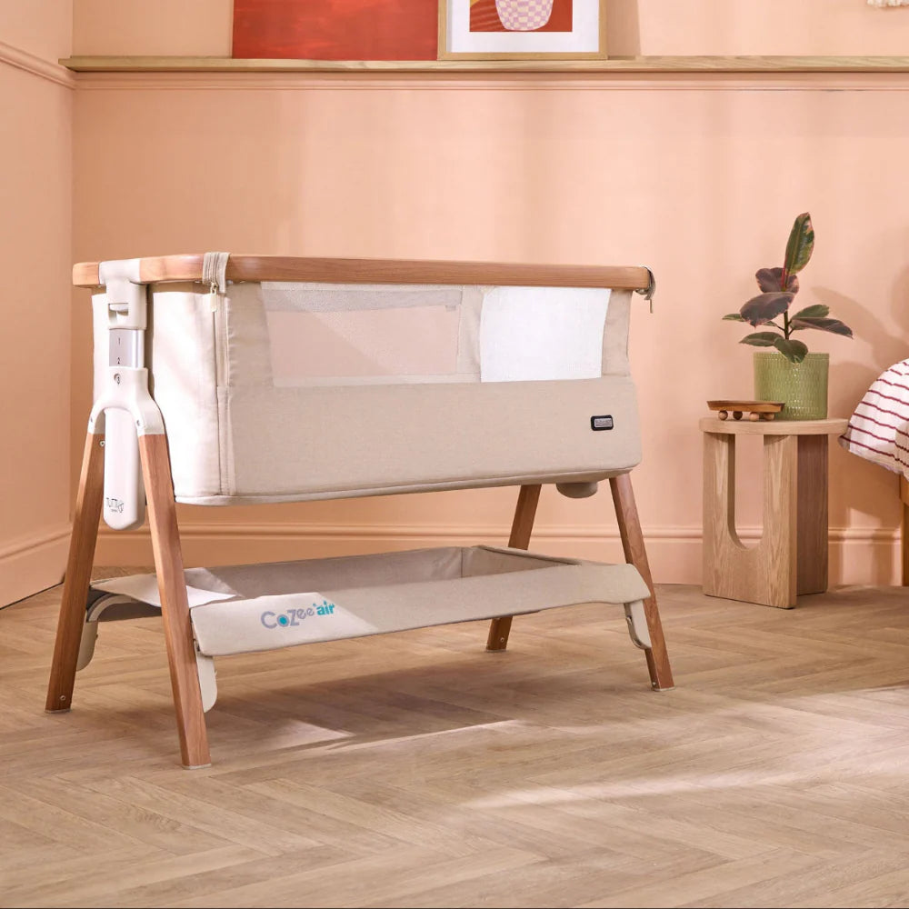 Tutti Bambini CoZee Air Bedside Crib - Scandinavian Walnut/Ecru