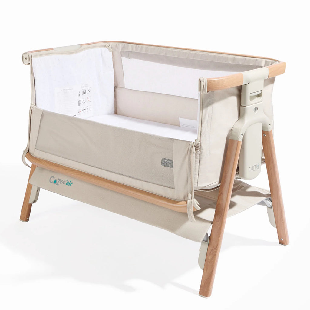 Tutti Bambini CoZee Air Bedside Crib - Scandinavian Walnut/Ecru
