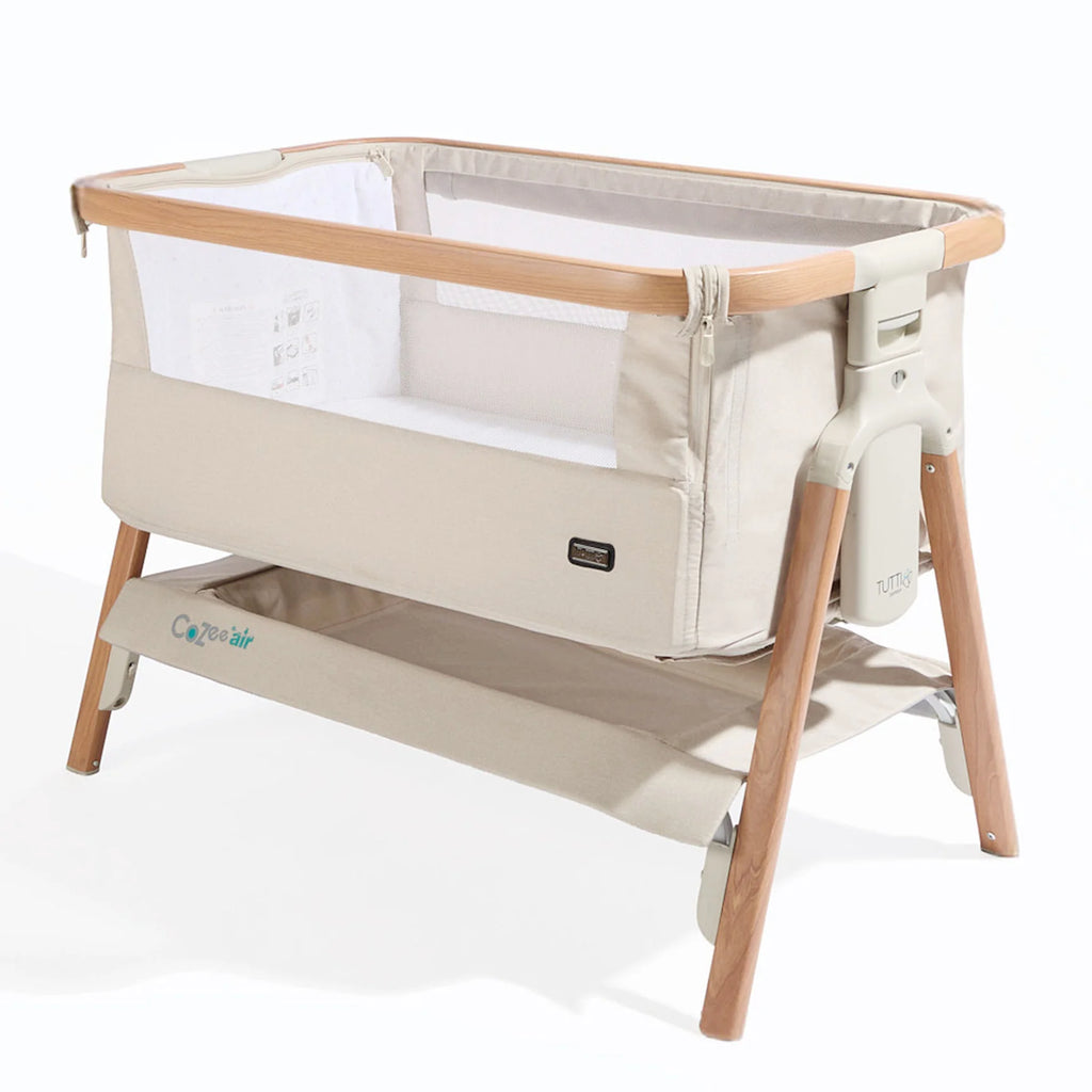 Tutti Bambini CoZee Air Bedside Crib - Scandinavian Walnut/Ecru