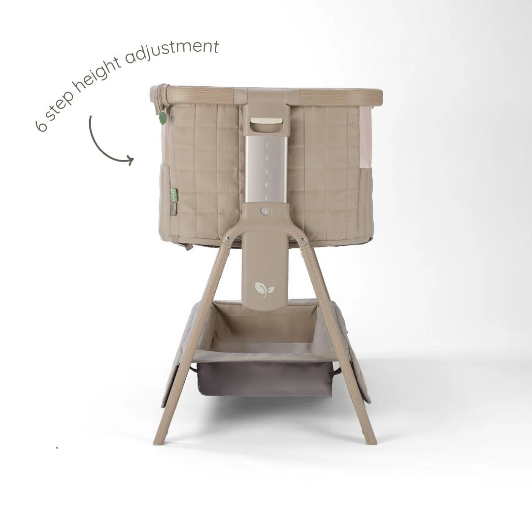 Tutti Bambini CoZee Sense Bedside Crib - Soft Walnut / Cocoa
