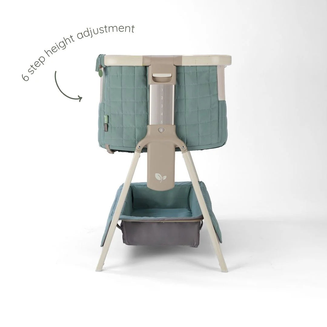 Tutti Bambini CoZee Sense Bedside Crib - Whitewash / Kelp