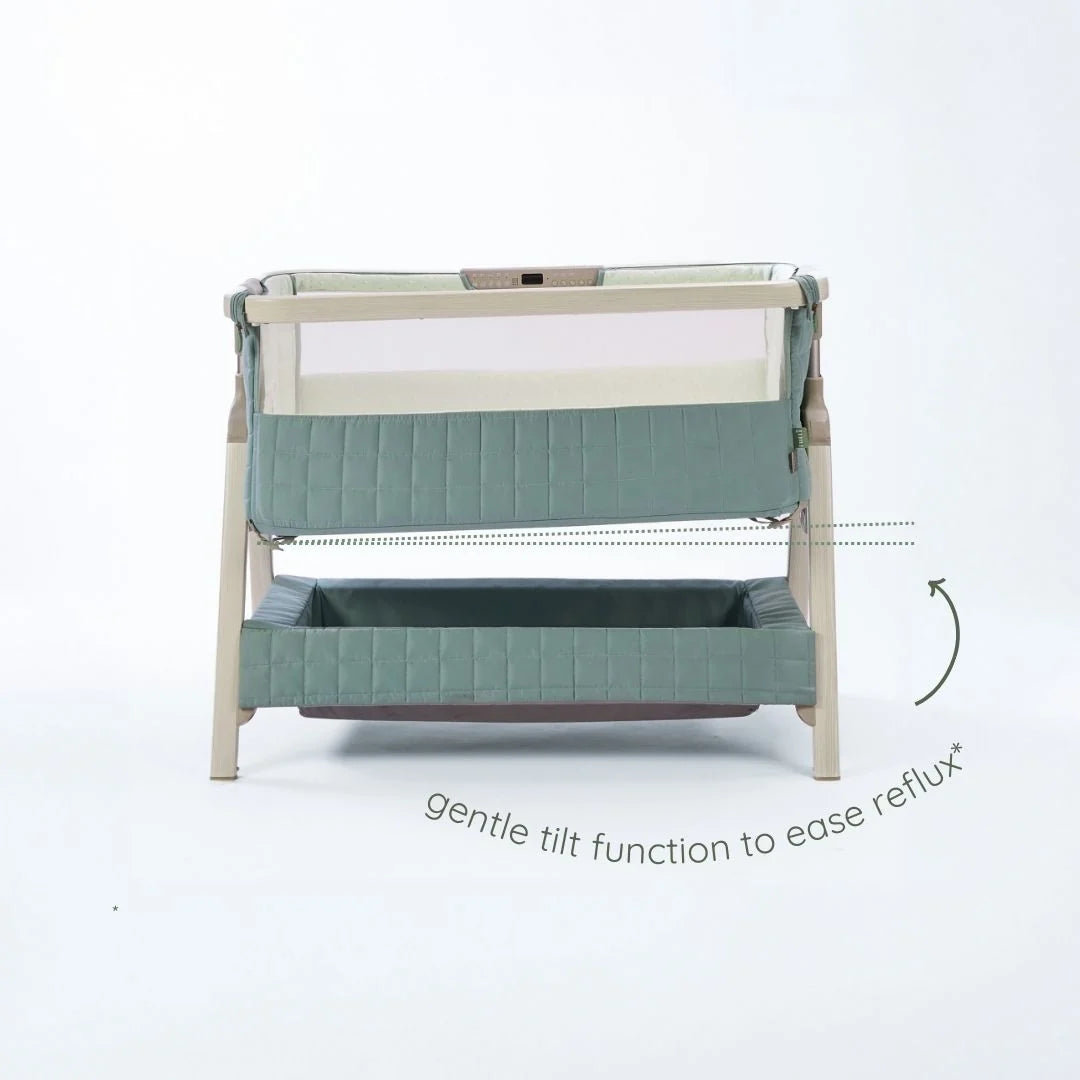 Tutti Bambini CoZee Sense Bedside Crib - Whitewash / Kelp