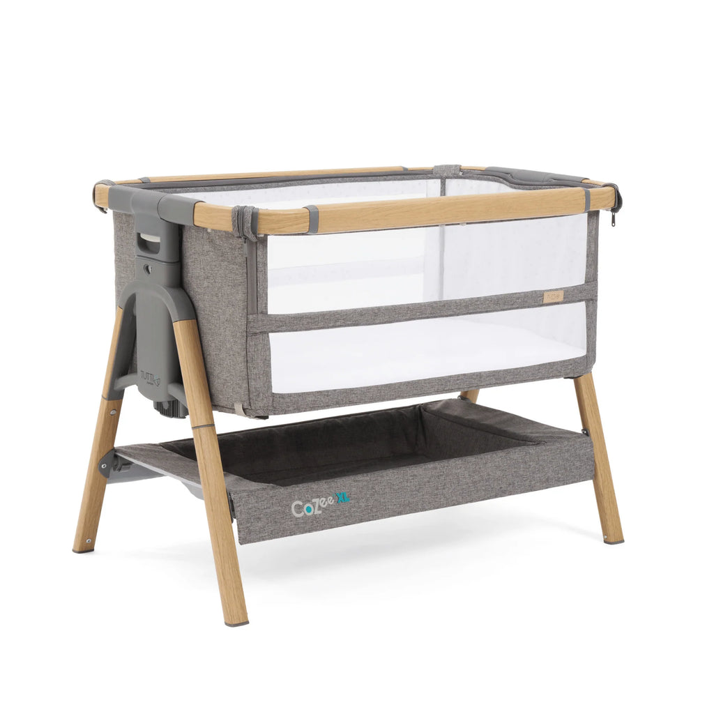 Tutti Bambini CoZee XL Bedside Crib & Cot - Oak / Charcoal
