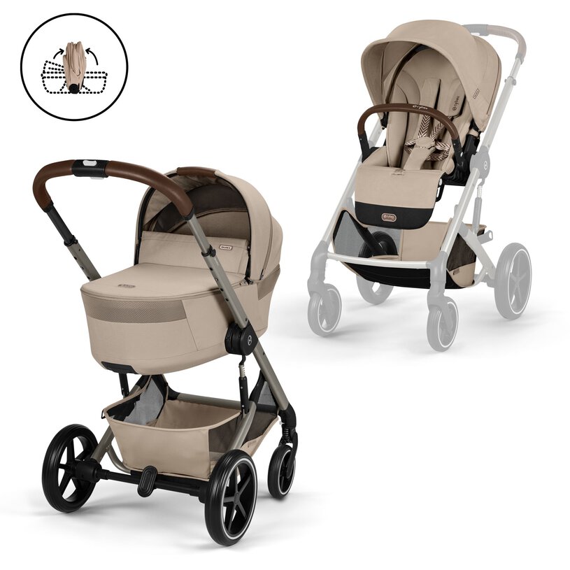 Cybex Balios S Lux with foldable Carry Cot - Almond Beige