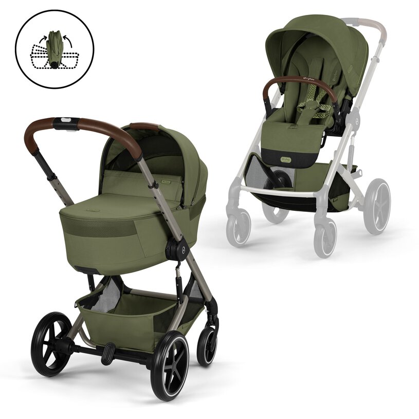 Cybex Balios S Lux with foldable Carry Cot - Moss Green