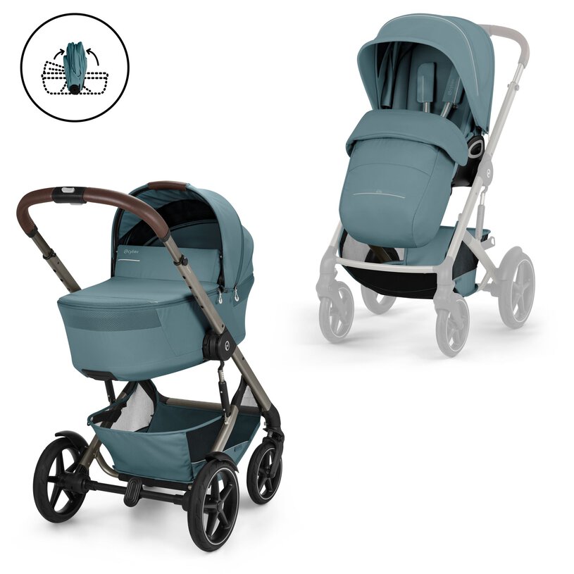 Cybex Talos S Lux with Foldable Carry Cot - Stormy Blue