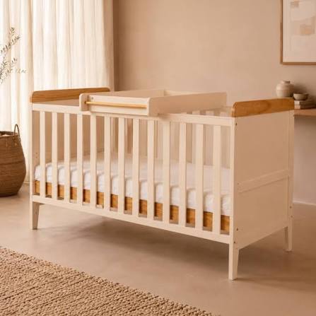 Tutti Bambini Rio Collection Cot Bed with Cot Top Changer - Cashmere / Honey Oak