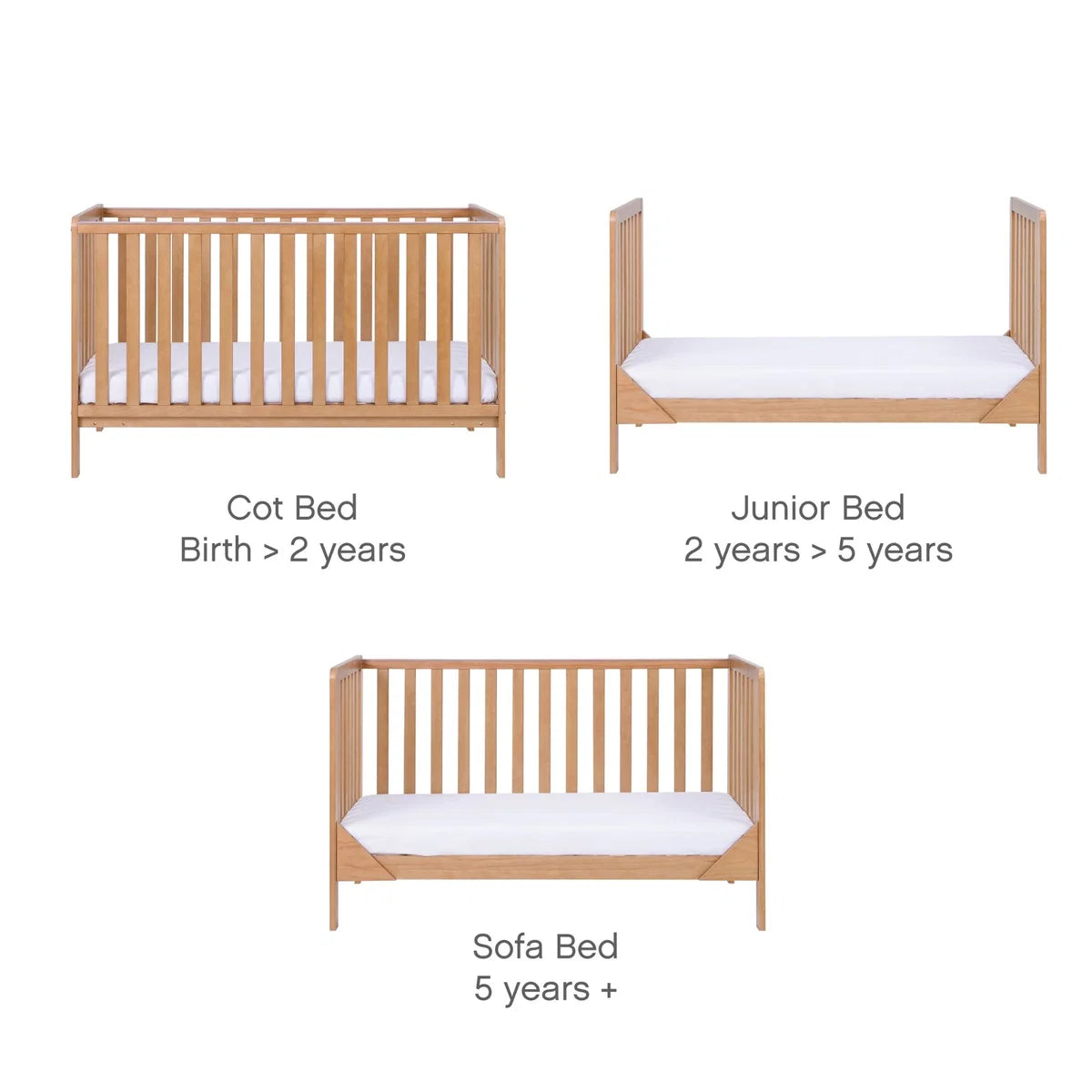 Tutti Bambini Malmo Cot Bed with Rio Furniture 3 Piece Room Set -Dove Grey & Honey Oak