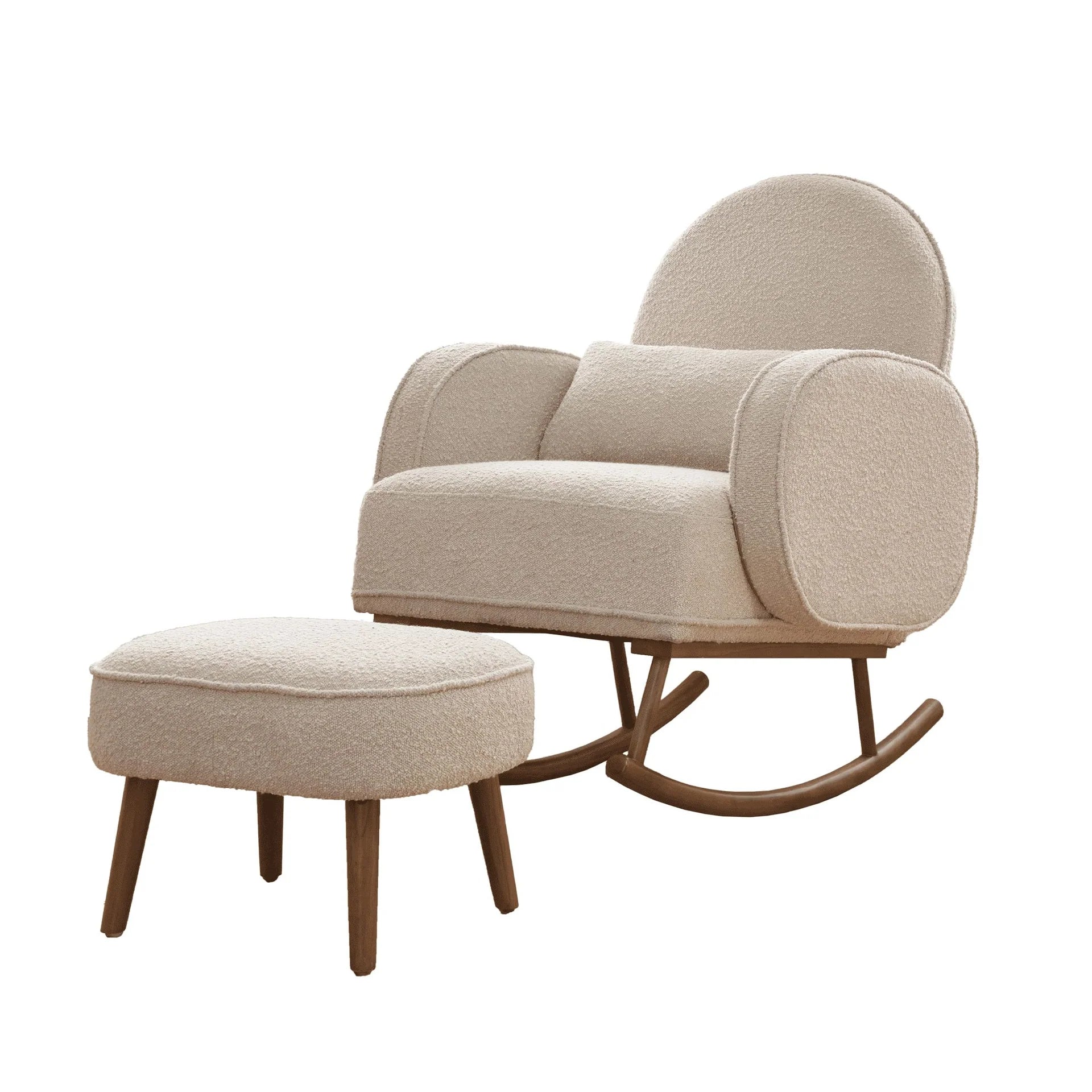 Tutti Bambini Micah Rocking Chair & Storage Footstool - Boucle Biscuit
