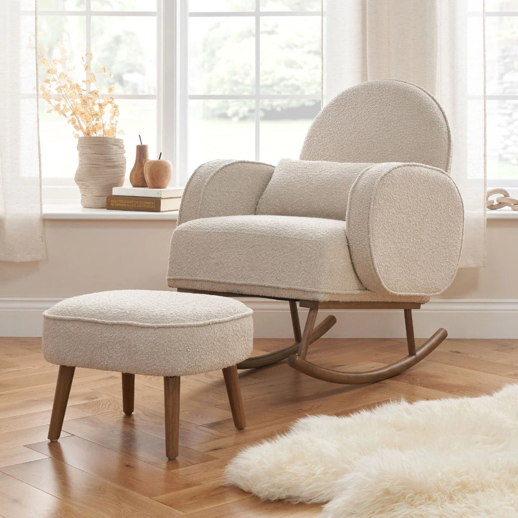 Tutti Bambini Micah Rocking Chair & Storage Footstool - Boucle Biscuit