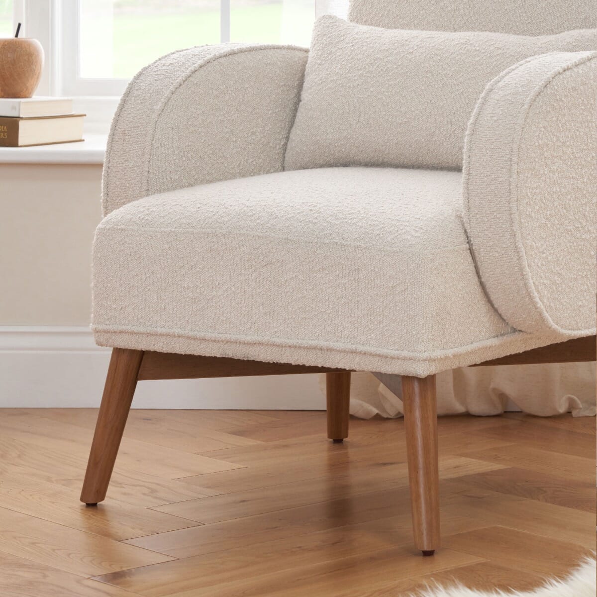 Tutti Bambini Micah Rocking Chair & Storage Footstool - Boucle Fresh Cream