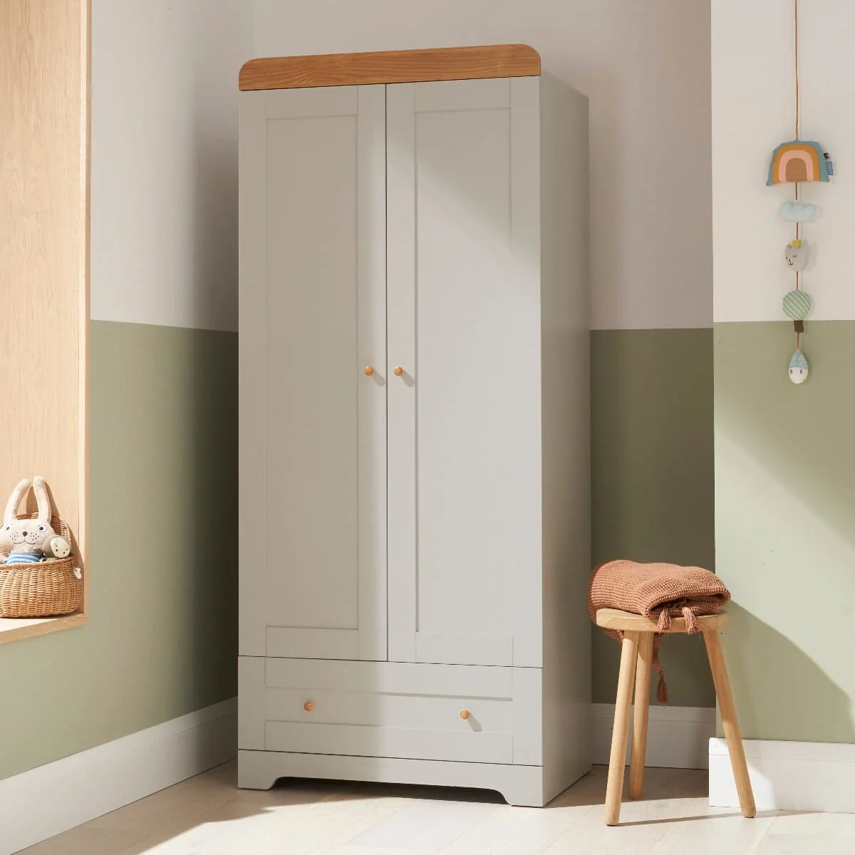 Tutti Bambini Malmo Cot Bed with Rio Furniture 3 Piece Room Set -Dove Grey & Honey Oak