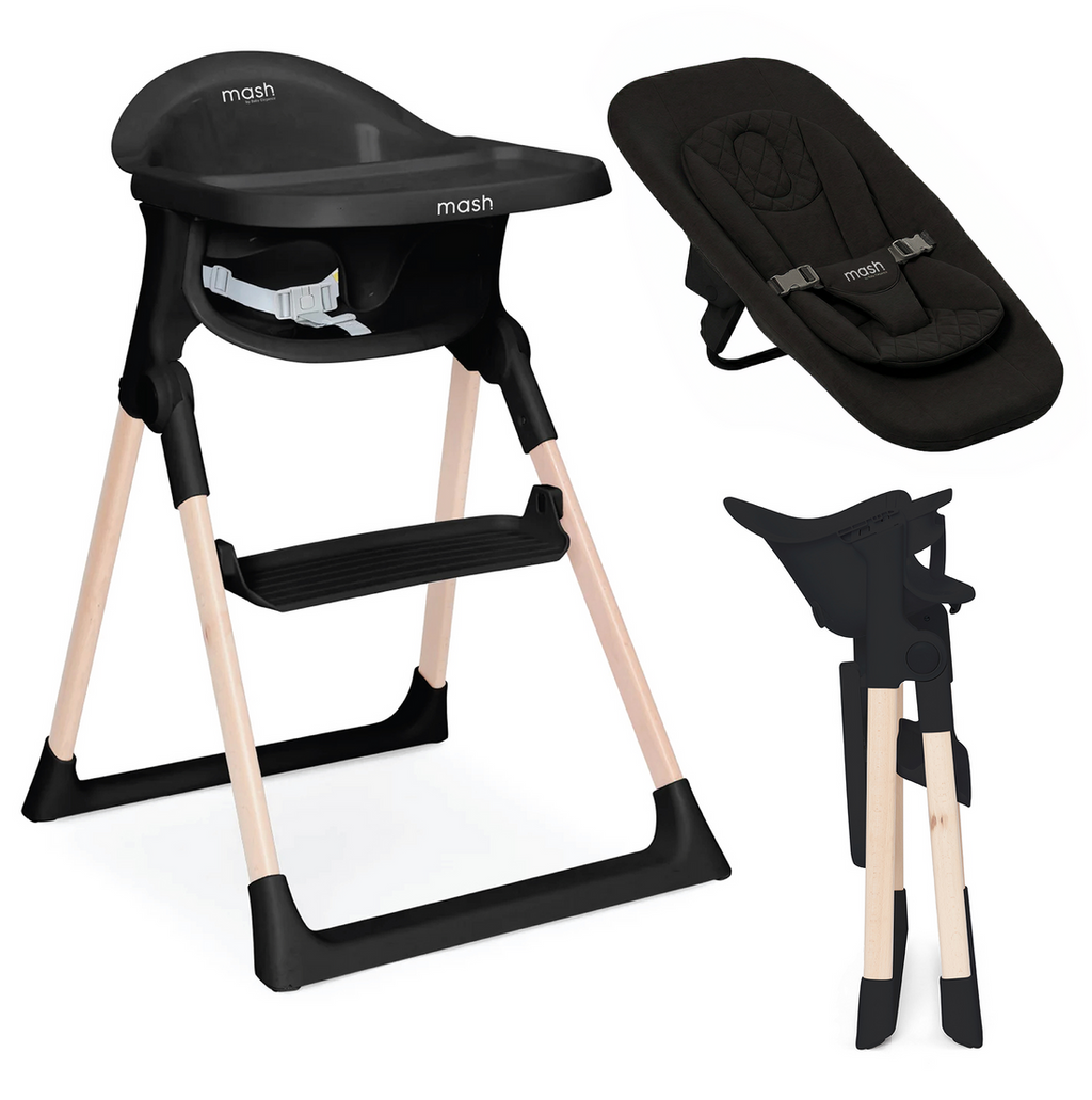 Baby Elegance Mash Highchair Bundle - Black