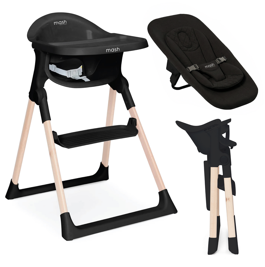 Baby Elegance Mash Highchair Bundle - Black
