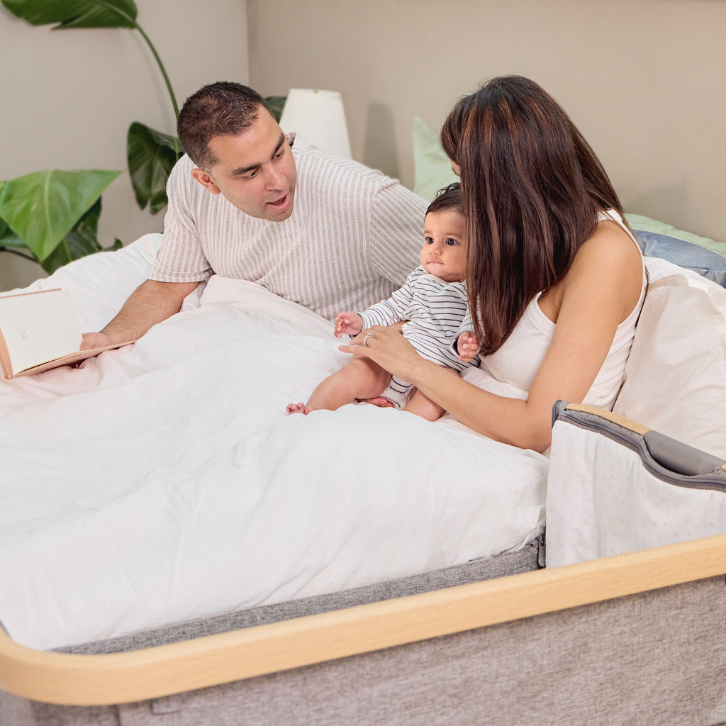 Tutti Bambini CoZee Bedside Crib - Oak/ Charcoal
