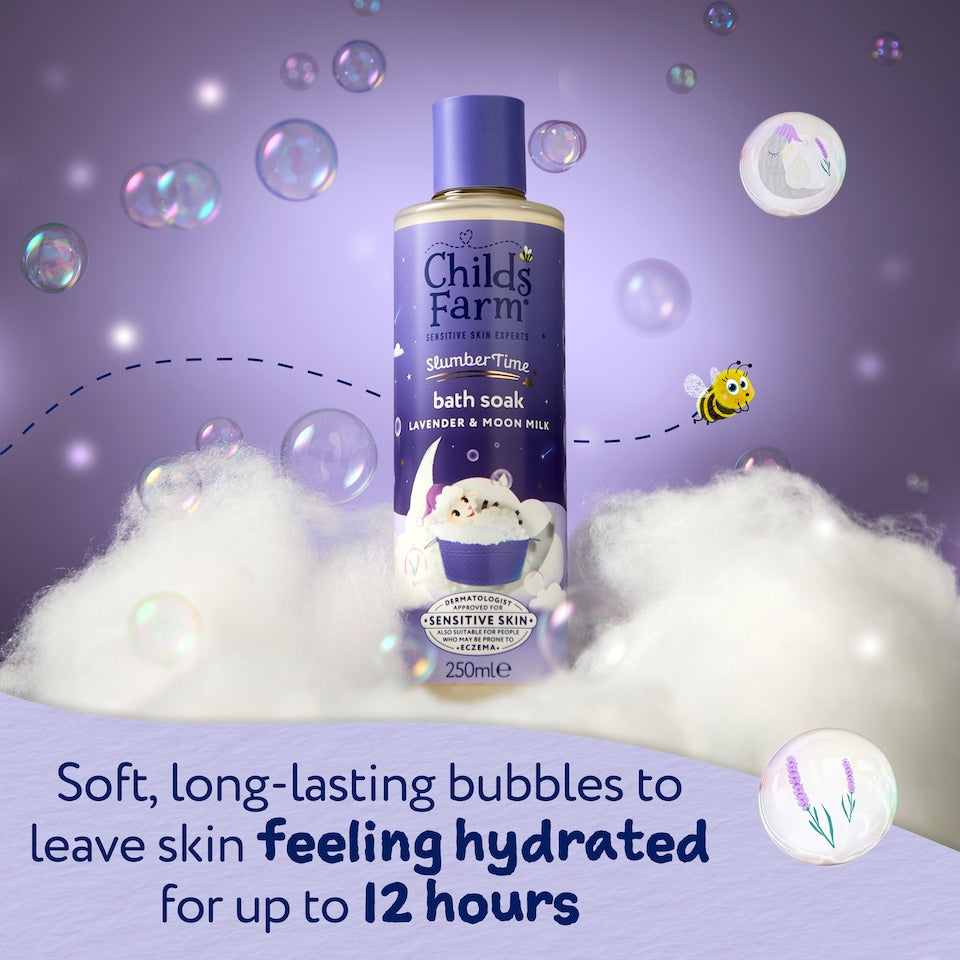 Childs Farm SlumberTime Bath Soak 250ml Lavender & Moon Milk Gentle Bubble Bath for Babies, Kids & Sensitive Skin