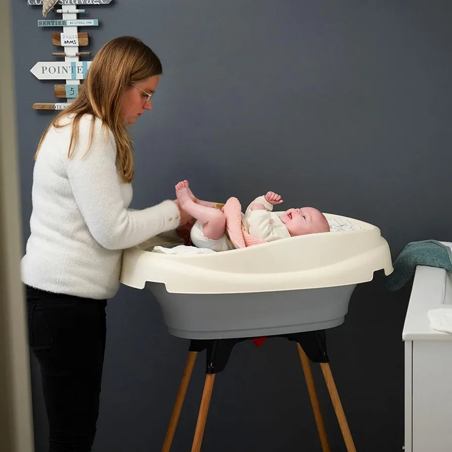 Thermobaby Vasco Changing Table and Bathtub Bundle - White Lily