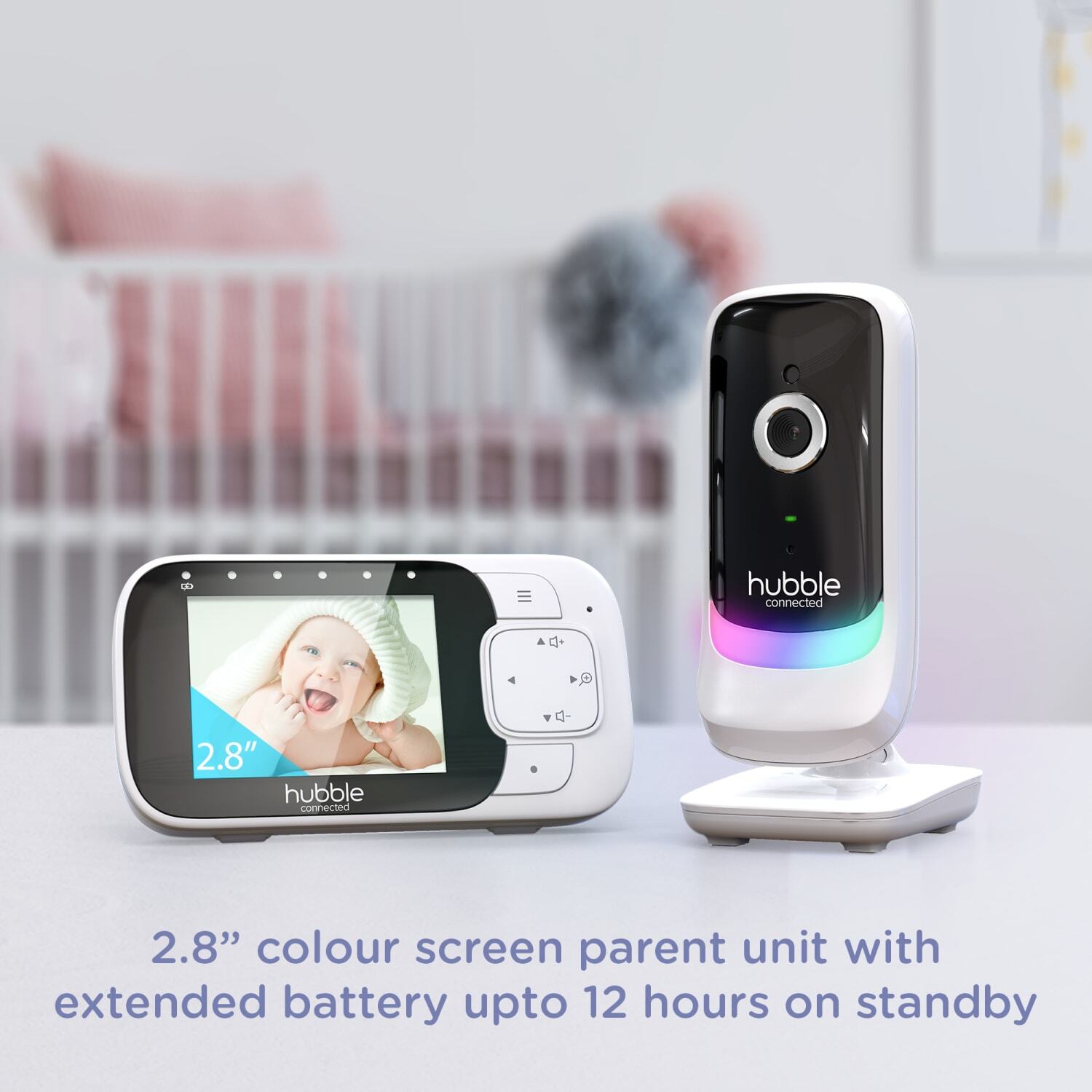 Hubble Connected Nursery Pal Essentials 2.8" Video Baby Monitor - White