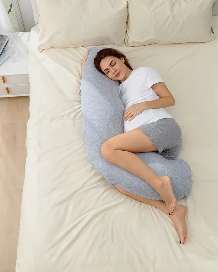 Momcozy J Shaped Maternity Body Pillow - Grey