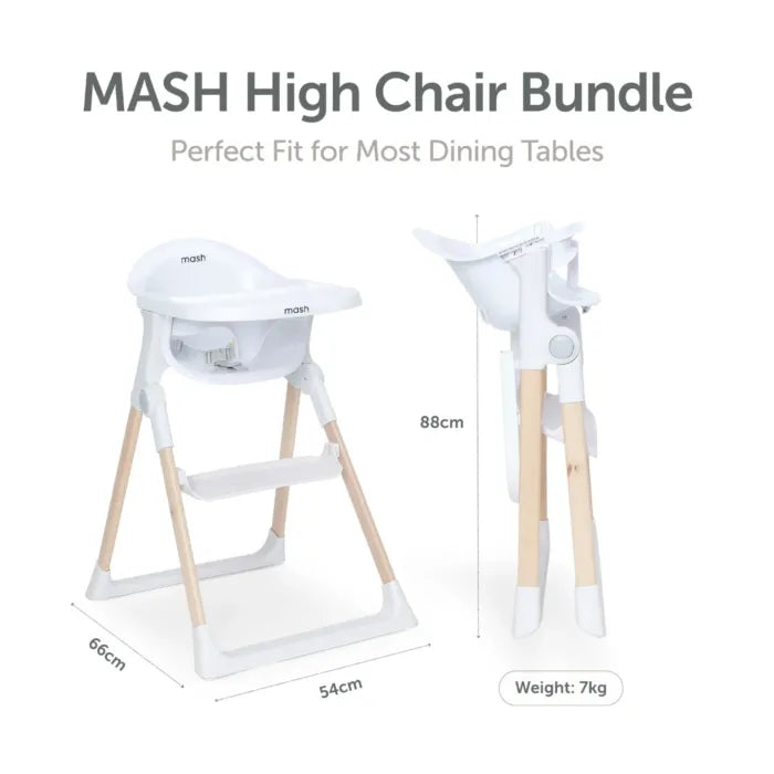 Baby Elegance Mash Highchair Bundle - White